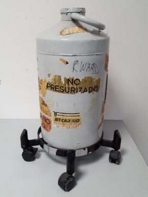 Union Carbide Liquid Nitrogen Refrigerator Tank/Dewar & Trolley Lab-cover