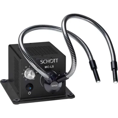 Schott MC-LS Microscopy LED Light Source with Dual Gooseneck Fiber Optic Illuminator A20990-A08500