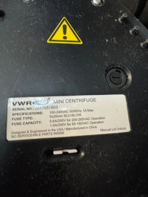 VWR Mini Centrifuge for Small Volume Spin-Downs with Clear Lid and Single-Speed Control-cover
