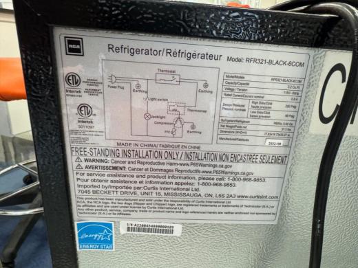 RCA Undercounter Refrigerator RFR321-BLACK-6COM-cover