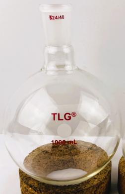 TLG 1000mL Borosilicate Glass Round-Bottom Boiling Flask with 24/40 Joint-cover