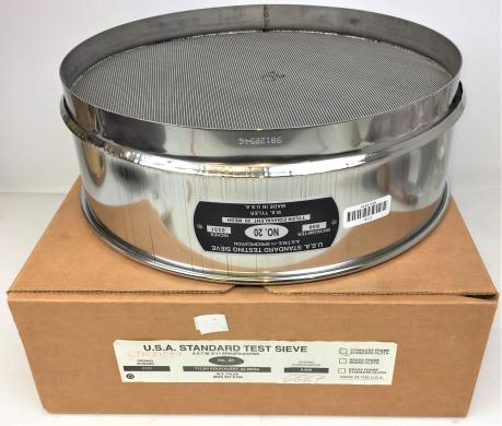 Tyler #20 Stainless Steel 12" Test Sieve with 850 μm Aperture-cover