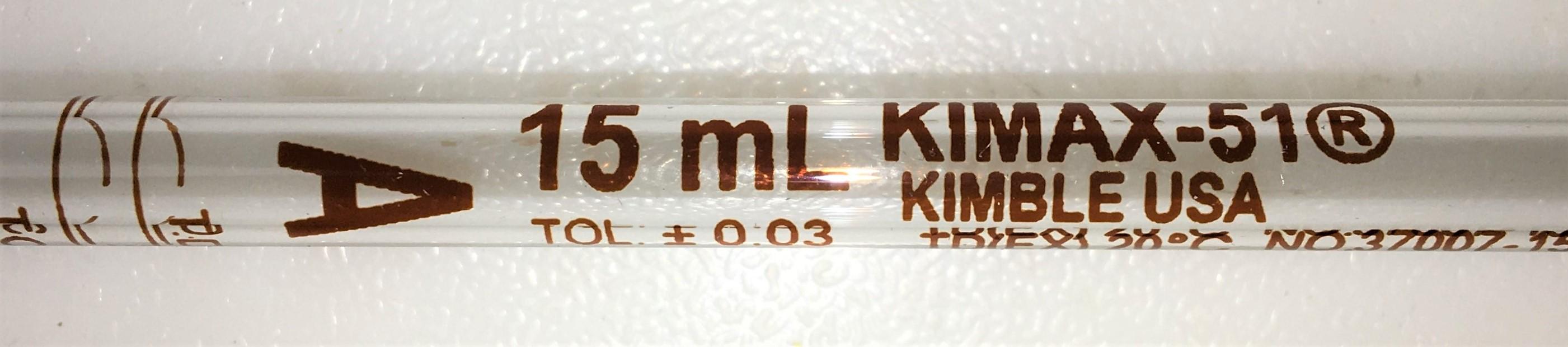 Kimble KIMAX-51 Class A 15 mL Volumetric Pipette