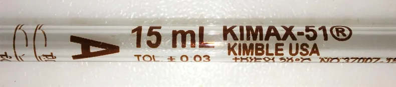 Kimble KIMAX-51 Class A 15 mL Volumetric Pipette