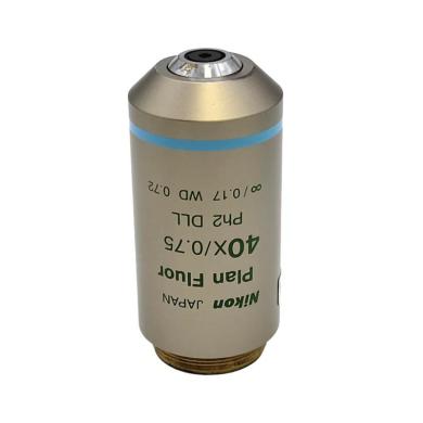 Nikon Plan Fluor 40x Phase Contrast Microscope Objective, 0.75 NA, WD 0.72 mm-cover