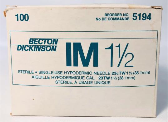 B-D 305194 PrecisionGlide 23G x 1-1/2" Thin Wall Hypodermic Needles (Box of 100)-cover