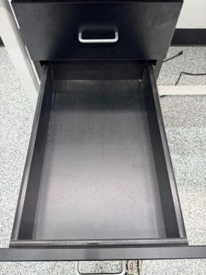 Laboratory Work Bench with Metal Frame, Lockable Drawers, Overhead Shelves, and Power Outlets-cover