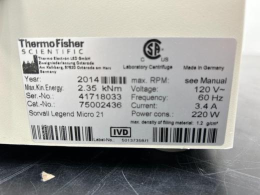 Thermo Fisher Sorvall Legend Micro 21 Laboratory Microcentrifuge-cover