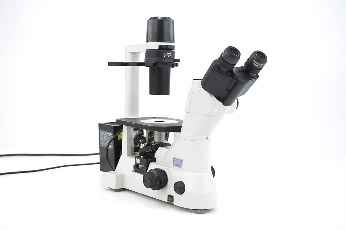 Nikon Eclipse TS100-F Trinocular Inverted Fluorescence Microscope, Hg 50 W, 4x/10x/20x Objectives