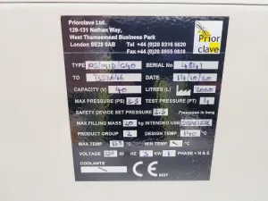 Priorclave PS/MID/C40 Benchtop Autoclave for Laboratory Sterilization, 9 of 25