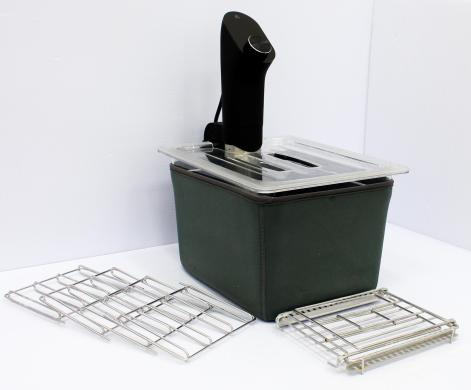 VESKE 0535 Sous Vide Container 12 Qt with Lid, Stainless Steel Rack & Neoprene Sleeve-cover