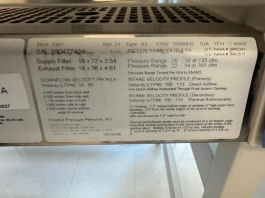 Thermo Fisher Scientific 1300 Series A2 6' Biological Safety Cabinet-cover