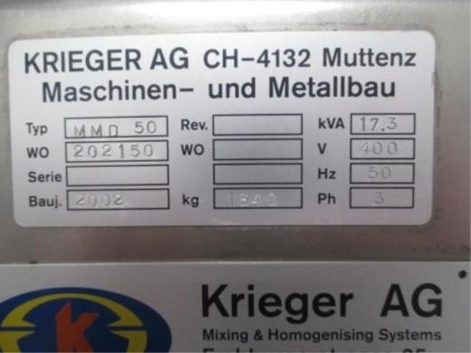 Krieger MMD 50 Vacuum Homogenizer for Aseptic Pharmaceutical Semi-Solids-cover