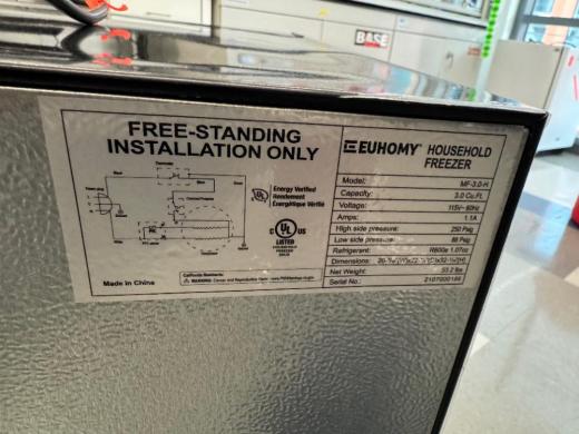 Euhomy MF-3.0-H Undercounter Freezer-cover