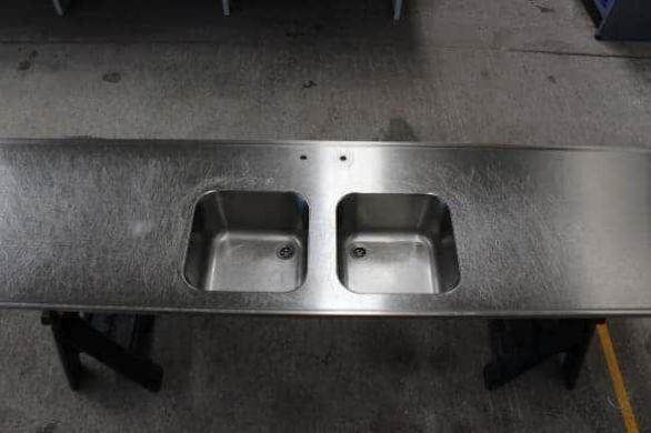 Stainless Steel Counter Top with Dual Sinks-cover