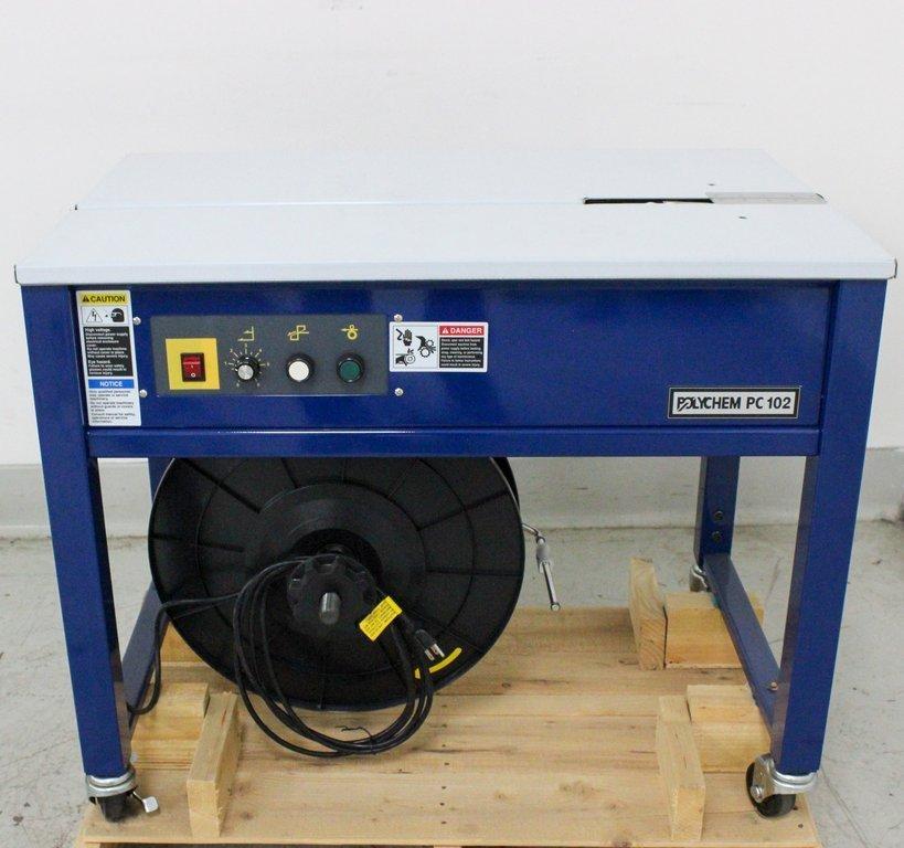Polychem PC102 Semi-Automatic Strapping Machine with Adjustable Table, 60Hz
