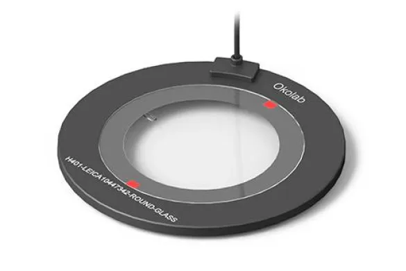 Okolab LEICA 10447342 Round Glass Heating Plate for Stereo Microscope Base