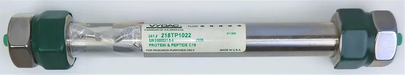 Vydac 218TP1022 C18 Preparative LC Column, 25 cm × 22 mm × 10 µm, Wide Pore Silica