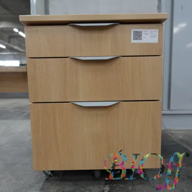 VQU-IW-D Mobile Wooden Storage Unit 3-Tier with Casters