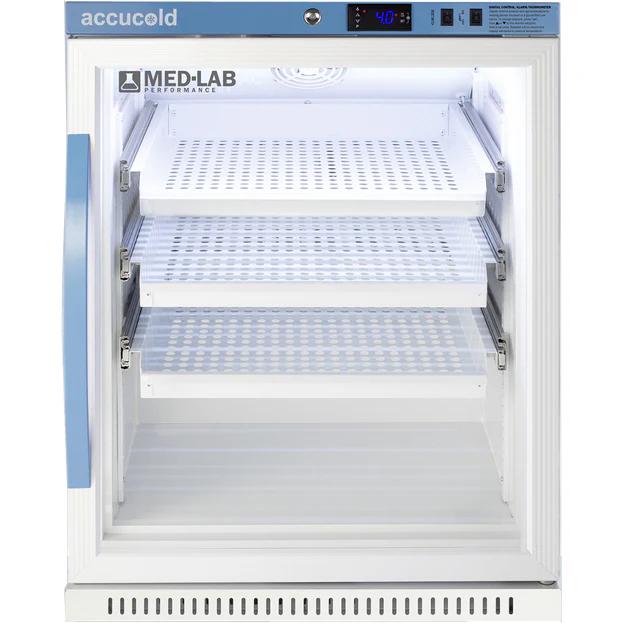 Accucold ARG6MLDR 6 Cu.Ft. ADA Height Glass Door Laboratory Refrigerator with Removable Drawers