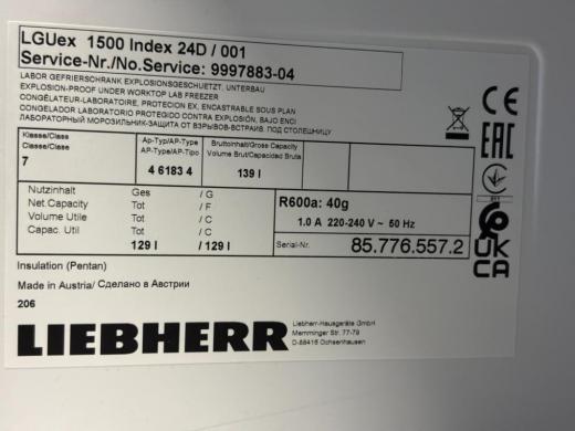 Liebherr MediLine LGUex 1500 Laboratory Freezer -20°C for Biomedical Sample Storage-cover
