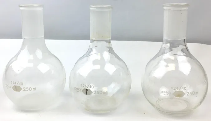Corning 4080/4100 250mL Flat-Bottom Borosilicate Glass Boiling Flask with 24/40 Standard Taper Joint
