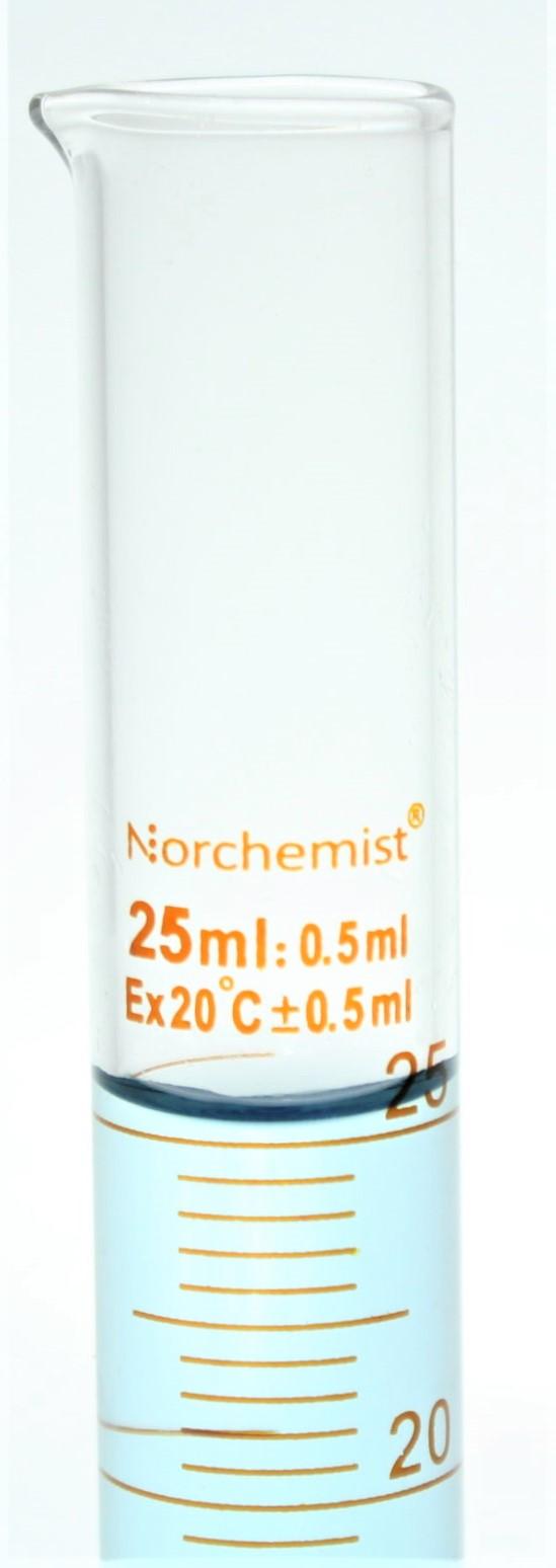 25mL Graduated Cylinder, Borosilicate Glass, Assorted Brands