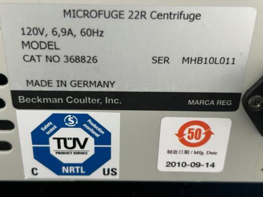 Beckman Coulter Microfuge 22R Refrigerated Benchtop Centrifuge with Standard Rotor-cover