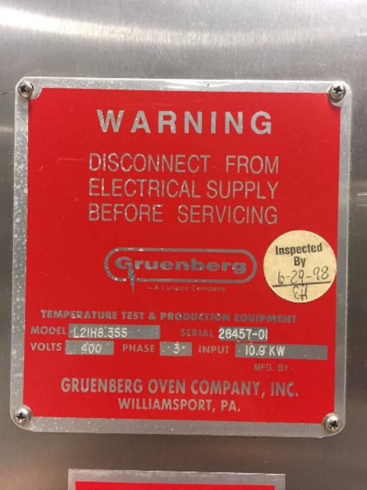 Gruenberg L21H8.3SS Laboratory Batch Oven for Controlled Heating