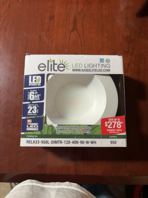 Elite Lighting REL633-950L-DIMTR-120-40K-90-W-WH Dimmable LED Retrofit Kit for 6.85" Recessed Housings-cover