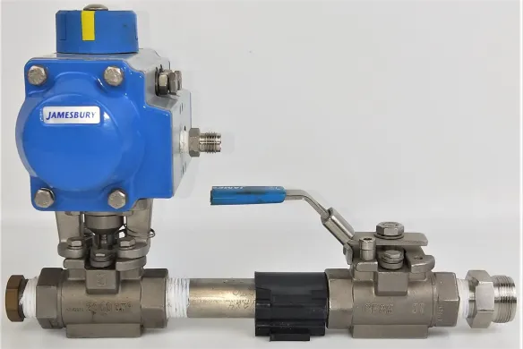 Jamesbury Valv-Powr Pneumatic Actuator with 2000 CWP Stainless Steel Ball Valve Assembly