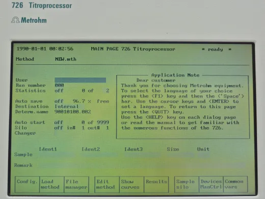 Metrohm 726 Titroprocessor Automated Titration System for Karl Fischer and Endpoint Analysis