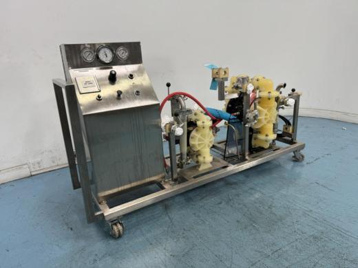 Column Packing Skid with Dual Diaphragm Pumps and Pressure Gauges on Stainless Steel Frame-cover