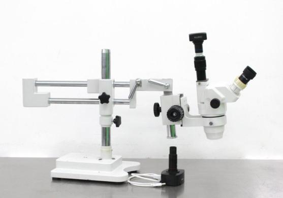 AmScope Trinocular Stand Stereo Zoom Microscope with Double Arm Boom Stand, No Light-cover