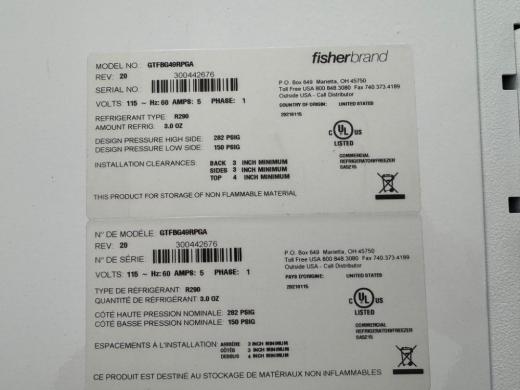 Fisherbrand Isotemp Double Door Laboratory Refrigerator Model GTFBG49RPGA-cover