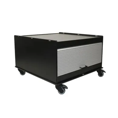 TrippNT Black Equipment Cart 30x30 Tray, 18" Height with Tambour Door and Locking Casters
