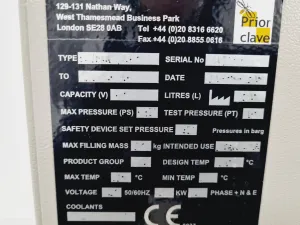 PriorClave PS/MID/C60 Top-Loading Autoclave, 8 of 19