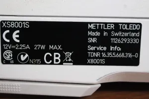 Mettler Toledo XS8001S Precision Balance, 2 of 3