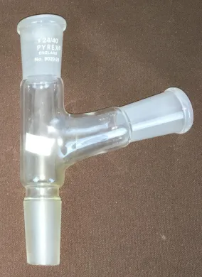 Corning PYREX 9020-24 3-Way 120° Borosilicate Glass Connecting Adapter with 24/40 Joints