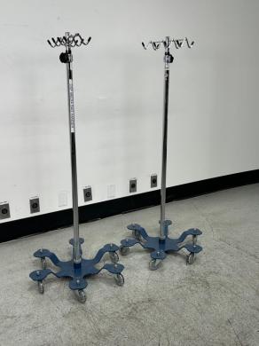 Blickman Portable IV Poles with Multi-Hook Tops and Wheeled Bases for Mobile Infusion Support-cover