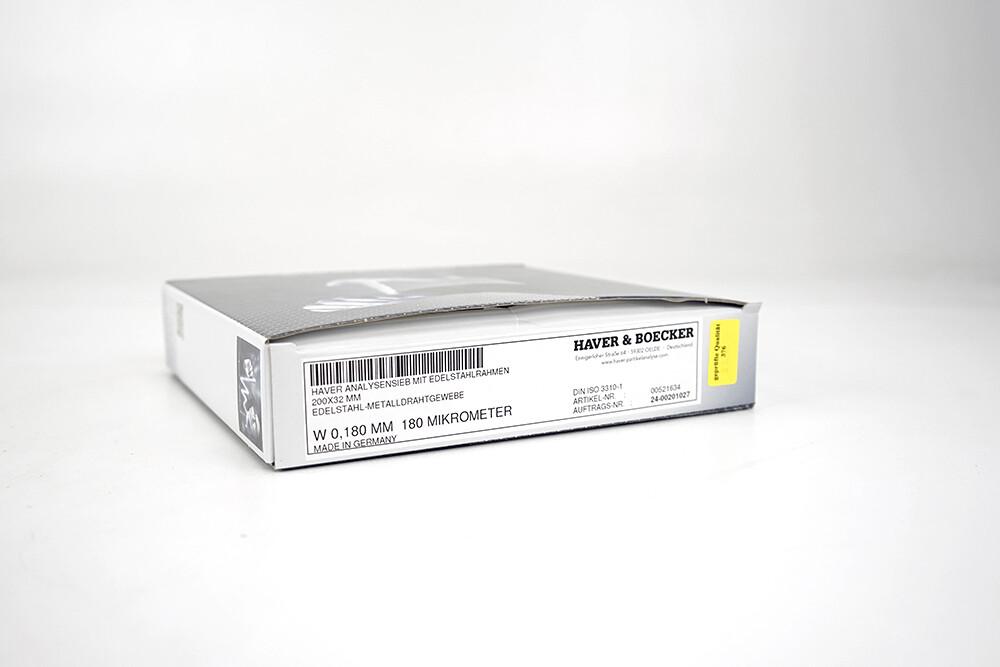 Haver & Boecker Analysis Sieve 200 x 32 mm, 0.180 mm (180 µm) Wire Mesh 00521634