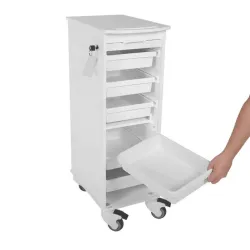TrippNT 6 Shelf Narrow Locking Cart with Locking Roll-Top Door and HDPE Construction, 7 of 11