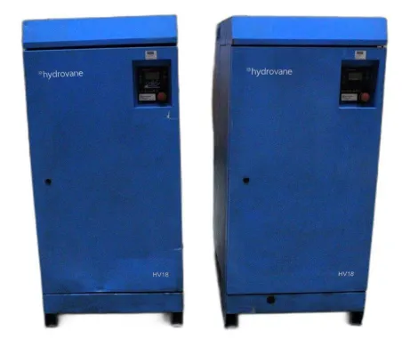 Hydrovane HV18 Rotary Vane Compressor Set of 2 with Tank, Fair Condition