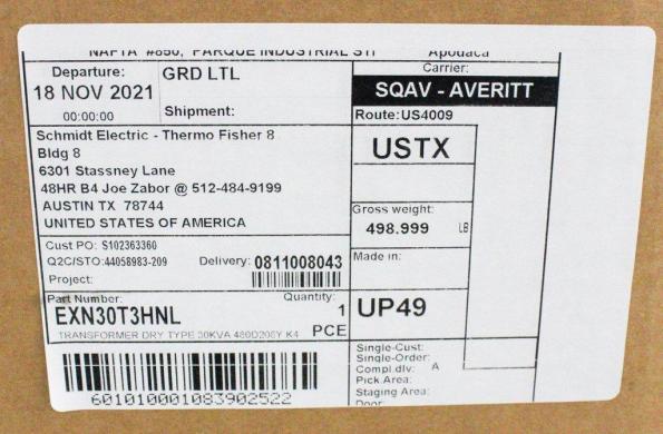 Schneider Electric EXN30T3HNL 30kVA 3-Phase Dry-Type Energy Efficient Distribution Transformer-cover