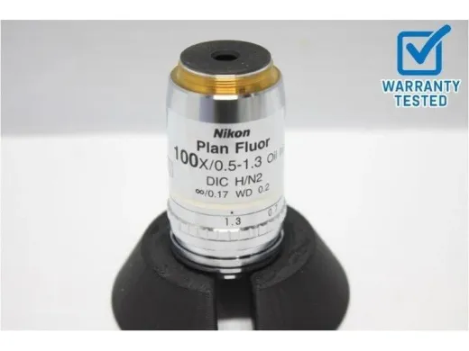 Nikon Plan Fluor 100x/0.5-1.3 Oil Iris DIC H/N2 Microscope Objective Lens