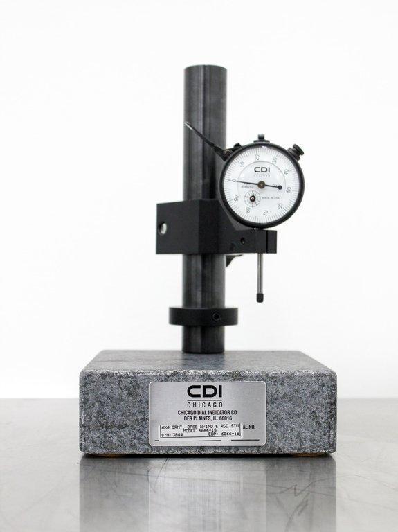 CDI Chicago Dial Indicator Base Stand 6066-1S with 6x6 Granite Base and Steel Stem