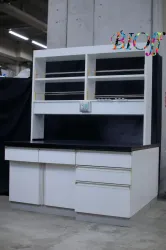 Central Laboratory Bench with Reagent Shelf, 150 × 150 × 80 cm, Overall Height 198 cm, 2 of 12