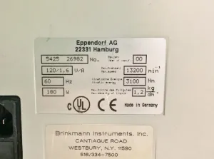 Eppendorf 5415D Microcentrifuge with Fixed-Angle Rotor, 13,200 rpm, 16,110 x g, 10 of 10