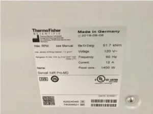 Thermo Fisher Sorvall X4R Pro MD Refrigerated Benchtop Centrifuge with Touchscreen, 12 of 12