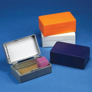 Globe Scientific 12 Place Microscope Slide Storage Box 513072Y with Cork-Lined Base-cover